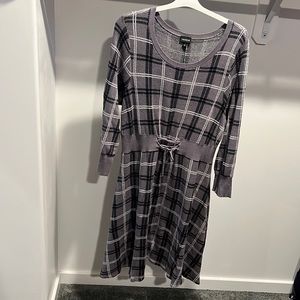 Torrid 3 gray black plaid sweater dress adjustable cinch waist